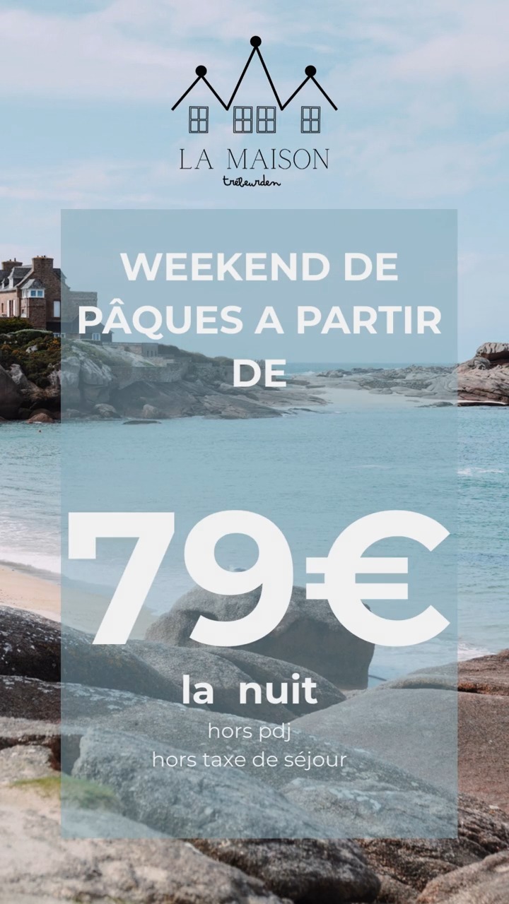 Profiter de notre offre exceptionnelle pour le #weekend de #Pâques et séjournez à l'#hotel "La Maison Trébeurden" au prix de 79€ la nuit. Venez découvrir la beauté de la #Bretagne et de la #cotedegranitrose ...
Réservez votre #séjour en ligne sur notre site internet 🔗www.lamaisontrebeurden.fr

#staycation #évasion #mer #plage #decouverte #promotion